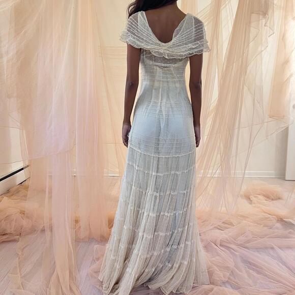 incredible 1930s swiss dot net gown - Picture 2 of 7